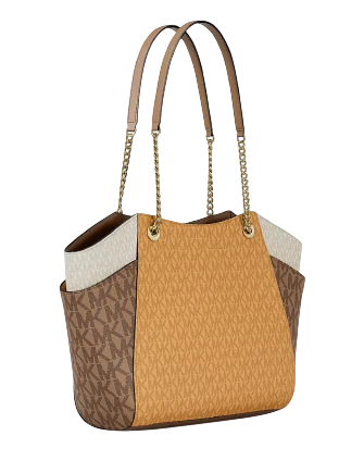 Michael Michael Kors Jet Set Large Color-Block Signature Logo Shoulder Bag  Honeywheat 