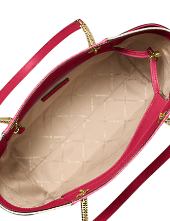 Michael Michael Kors Jet Set Large Color-Block Signature Logo Tote Bag Cherry