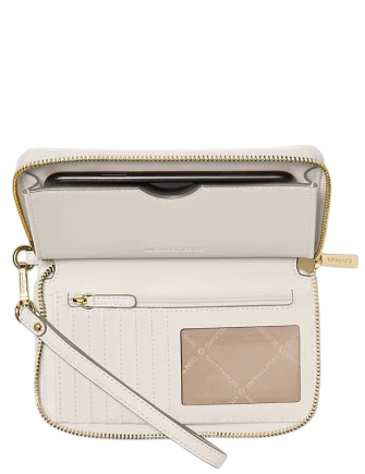 Michael Michael Kors Jet Set Large Heart Embroidered Smartphone Wristlet Light Cream