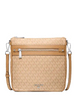 Michael Michael Kors Jet Set Large Logo Print Woven Crossbody Bag Peanut
