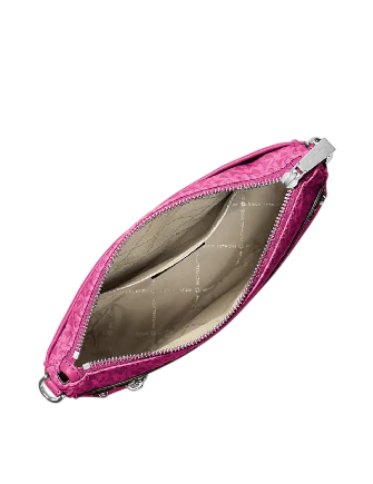 Michael Michael Kors Jet Set Large Logo Print Woven Crossbody Bag Raspberry