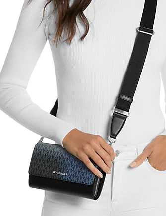 Michael Michael Kors Jet Set Large Ombre Signature Logo Crossbody Bag Black