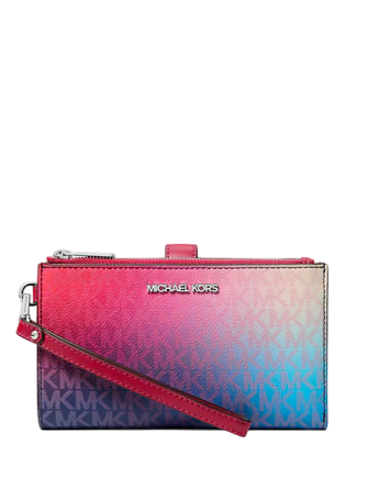Michael Michael Kors Jet Set Large Ombre Signature Logo Wristlet Dark Raspberry