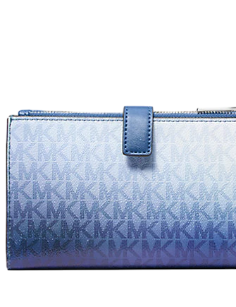 Michael Michael Kors Jet Set Large Ombre Signature Logo Wristlet Galaxy Blue