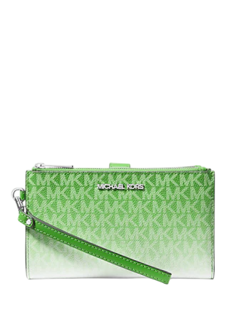 Michael Michael Kors Jet Set Large Ombre Signature Logo Wristlet Jungle Green