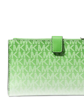 Michael Michael Kors Jet Set Large Ombre Signature Logo Wristlet Jungle Green