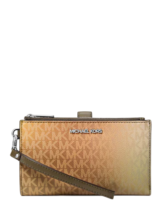 Michael Michael Kors Jet Set Large Ombre Signature Logo Wristlet Olive Combo