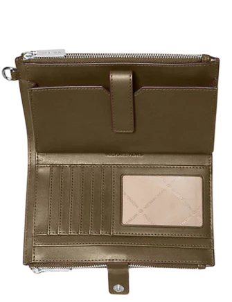 Michael Michael Kors Jet Set Large Ombre Signature Logo Wristlet Olive Combo