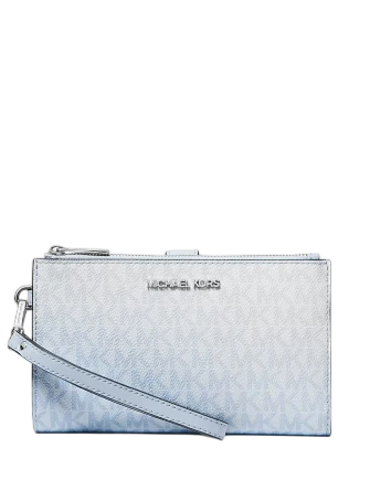 Michael Michael Kors Jet Set Large Ombre Signature Logo Wristlet Pale Ocean