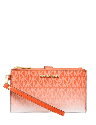 Michael Michael Kors Jet Set Large Ombre Signature Logo Wristlet Red Clay