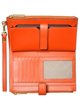 Michael Michael Kors Jet Set Large Ombre Signature Logo Wristlet Red Clay