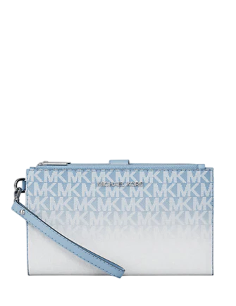 Michael Michael Kors Jet Set Large Ombre Signature Logo Wristlet Sky