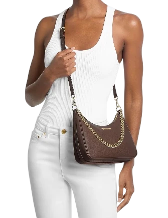 Michael Michael Kors Jet Set Large Pebbled Leather Convertible Crossbody Bag Nutmeg