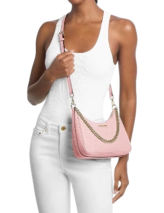 Michael Michael Kors Jet Set Large Pebbled Leather Convertible Crossbody Bag Powder Blush