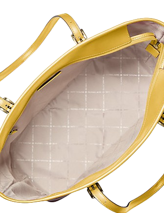 Michael Michael Kors Jet Set Large Printed Signature Logo Tote Bag Honey