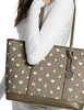 Michael Michael Kors Jet Set Large Printed Signature Logo Tote Bag Olive