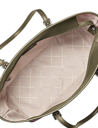 Michael Michael Kors Jet Set Large Printed Signature Logo Tote Bag Olive