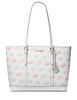 Michael Michael Kors Jet Set Large Printed Signature Logo Tote Bag Optic White