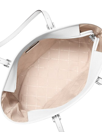 Michael Michael Kors Jet Set Large Printed Signature Logo Tote Bag Optic White