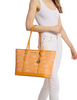 Michael Michael Kors Jet Set Large Printed Signature Logo Tote Bag Orange Pop