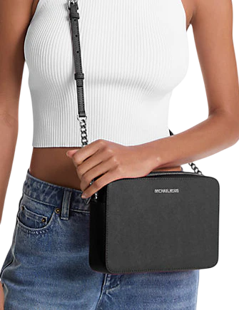 Michael Michael Kors Jet Set Large Saffiano Leather Crossbody Bag Black