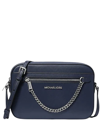 Michael Michael Kors Jet Set Large Saffiano Leather Crossbody Bag Navy