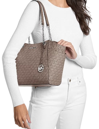 Michael Michael Kors Jet Set Large Signature Logo Shoulder Bag Mushroom