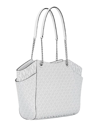 Michael Michael Kors Jet Set Large Signature Logo Shoulder Bag Optic White
