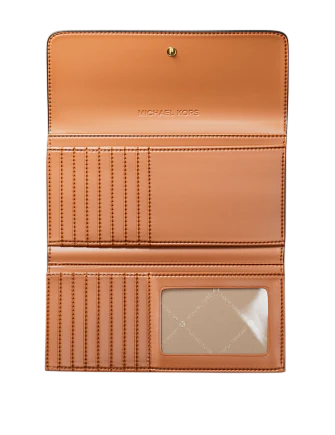 Michael Michael Kors Jet Set Large Signature Logo Tri-Fold Wallet Camel 
