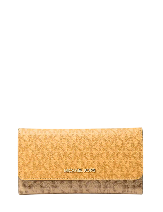 Michael Michael Kors Jet Set Large Signature Logo Tri-Fold Wallet  Honeywheat 