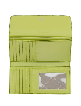 Michael Michael Kors Jet Set Large Signature Logo Tri-Fold Wallet Lime