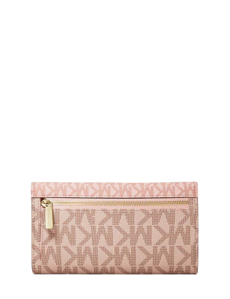 Michael Michael Kors Jet Set Large Signature Logo Tri-Fold Wallet Powder Blush
