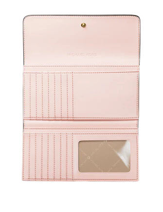 Michael Michael Kors Jet Set Large Signature Logo Tri-Fold Wallet Powder Blush