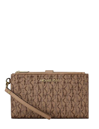 Michael Michael Kors Jet Set Large Signature Logo Wristlet Camel