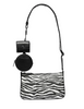 Michael Michael Kors Jet Set Leather Medium Animal Print Logo Crossbody Bag with Case for Apple Airpods Pro Black
