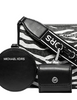 Michael Michael Kors Jet Set Leather Medium Animal Print Logo Crossbody Bag with Case for Apple Airpods Pro Black