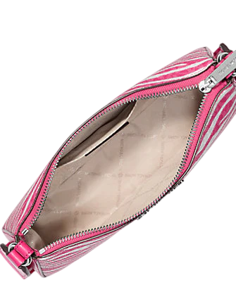 Michael Michael Kors Jet Set Leather Medium Animal Print Logo Crossbody Bag with Case for Apple Airpods Pro Dragonfruit