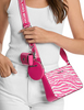Michael Michael Kors Jet Set Leather Medium Animal Print Logo Crossbody Bag with Case for Apple Airpods Pro Dragonfruit