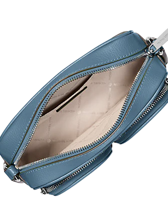 Michael Michael Kors Jet Set Leather Medium Crossbody Bag with Case for Apple Airpods Pro  Cornflower