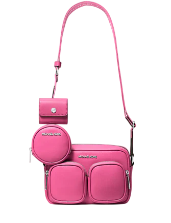 Michael Michael Kors Jet Set Leather Medium Crossbody Bag with Case for Apple Airpods Pro