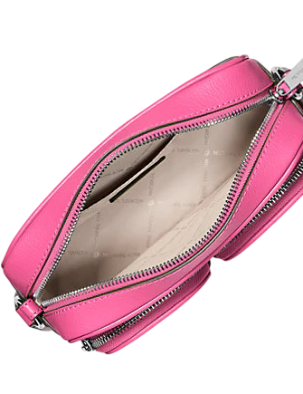 Michael Michael Kors Jet Set Leather Medium Crossbody Bag with Case for Apple Airpods Pro Dragonfruit