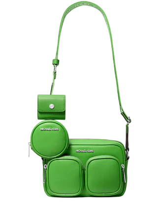 Michael Michael Kors Jet Set Leather Medium Crossbody Bag with Case for Apple Airpods Pro Jungle