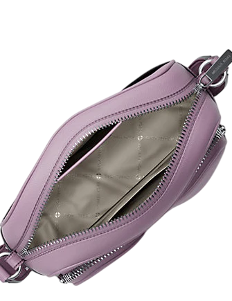 Michael Michael Kors Jet Set Leather Medium Crossbody Bag with Case for Apple Airpods Pro Light Quartz