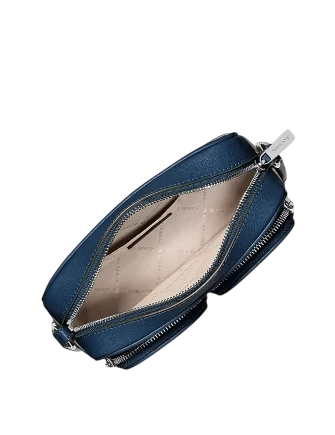 Michael Michael Kors Jet Set Leather Medium Crossbody Bag with Case for Apple Airpods Pro Navy