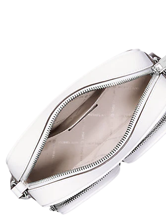 Michael Michael Kors Jet Set Leather Medium Crossbody Bag with Case for Apple Airpods Pro Optic White