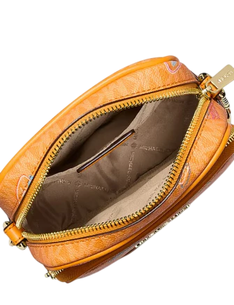 Michael Michael Kors Jet Set Medium Embellished Signature Logo Crossbody Bag Pop Orange