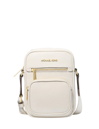 Michael Michael Kors Jet Set Medium Leather Crossbody Bag Light Cream