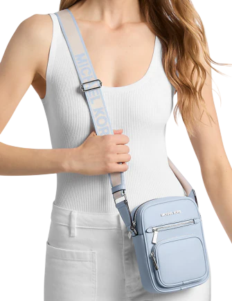 Michael Michael Kors Jet Set Medium Leather Crossbody Bag Pale Ocean