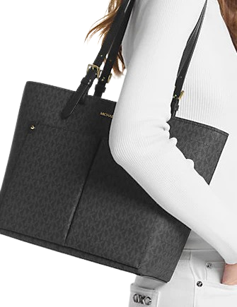 Michael Michael Kors Jet Set Medium Logo Pocket Tote Bag Black