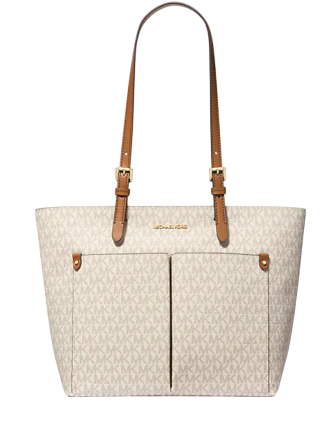 Michael Michael Kors Jet Set Medium Logo Pocket Tote Bag Vanilla